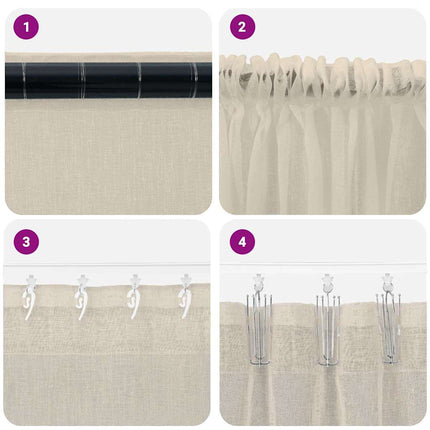 Voile Gardin med gardiner 2 pcs Sand 175 x 140 cm Polyester
