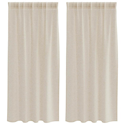 Voile Gardin med gardiner 2 pcs Sand 175 x 140 cm Polyester