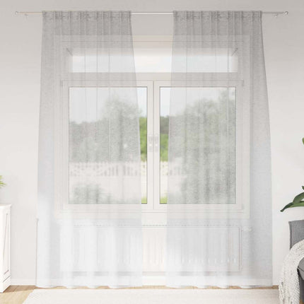 Voile Gardin med gardiner 2 pcs Ljusgrå 225 x 140 cm Polyester