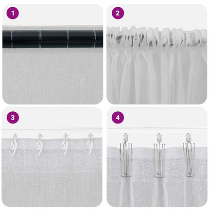 Voile Gardin med gardiner 2 pcs Ljusgrå 260 x 140 cm Polyester