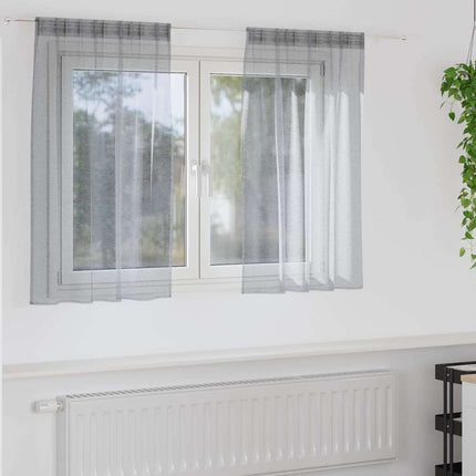 Voile Gardin med gardiner 2 pcs Mörkgrå 140 x 140 cm Polyester