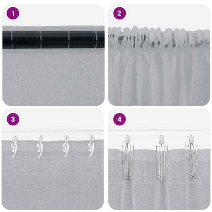 Voile Gardin med gardiner 2 pcs Mörkgrå 245 x 140 cm Polyester