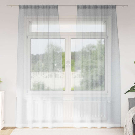 Voile Gardin med gardiner 2 pcs Mörkgrå 260 x 140 cm Polyester