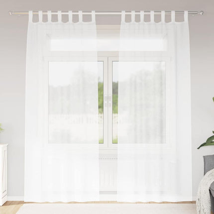 Voile Gardin med gardiner 2 pcs Vit 225 x 140 cm Polyester