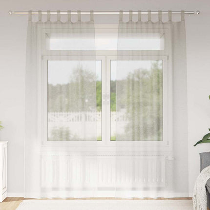 Voile Gardin med gardiner 2 pcs Kräm 225 x 140 cm Polyester