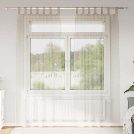 Voile Gardin med gardiner 2 pcs Sand 245 x 140 cm Polyester
