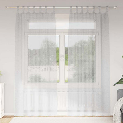 Voile Gardin med gardiner 2 pcs Ljusgrå 225 x 140 cm Polyester