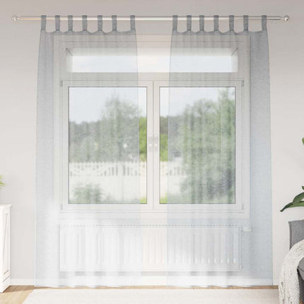 Voile Gardin med gardiner 2 pcs Mörkgrå 245 x 140 cm Polyester