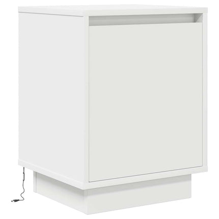 Sängbord med LED-lampor vit 38x34x50 cm