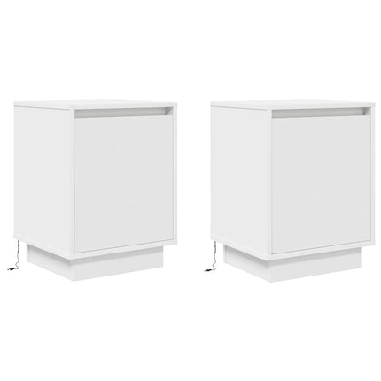 Sängbord med LED-lampor 2 st vit 38x34x50 cm