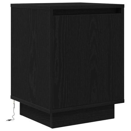 Sängbord med LED-belysning svart 38x34x50 cm