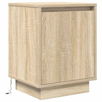 Sängbord med LED-lampor sonoma-ek 38x34x50 cm