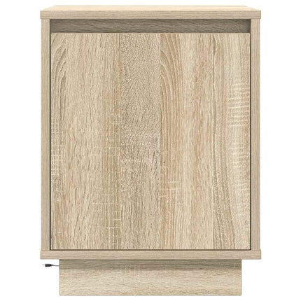 Sängbord med LED-lampor 2 st, Sonoma Ek 38x34x50 cm