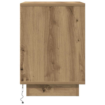 Sängbord med LED-belysning artisan ek 38x34x50 cm