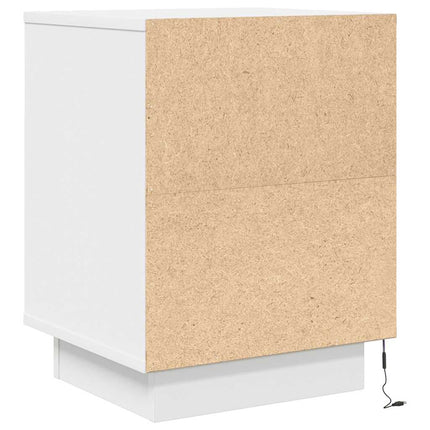 Sängbord med LED-lampor vit 38x34x50 cm