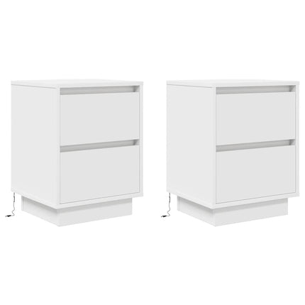 Sängbord med LED-lampor 2 st vit 38x34x50 cm