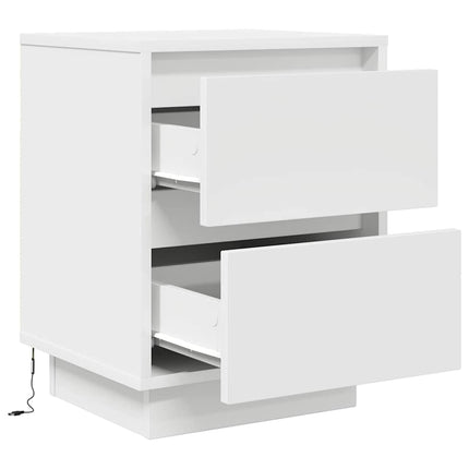 Sängbord med LED-lampor 2 st vit 38x34x50 cm