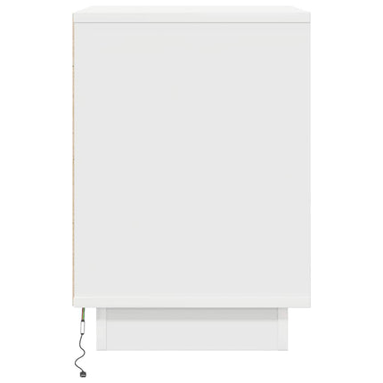 Sängbord med LED-lampor 2 st vit 38x34x50 cm