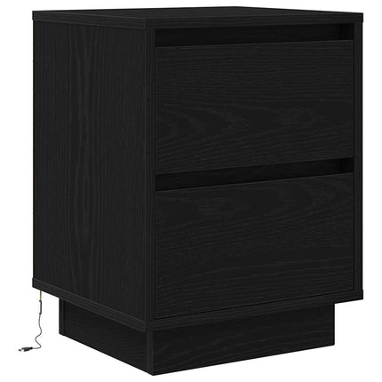 Sängbord med LED-belysning svart 38x34x50 cm