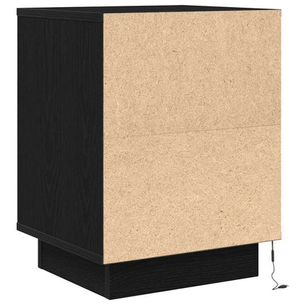 Sängbord med LED-lampor 2 st svart 38x34x50 cm