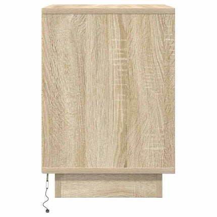 Sängbord med LED-lampor 2 st, Sonoma Ek 38x34x50 cm