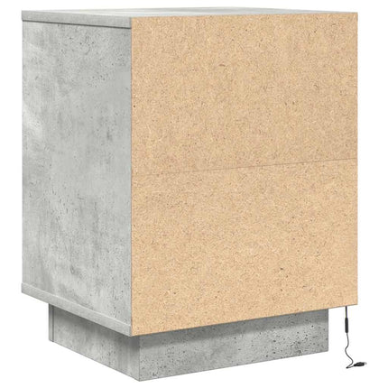 Sängbord med LED-lampor 2 st betonggrå 38x34x50 cm