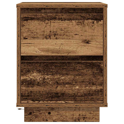 Sängbord med LED-lampor 2 st gammalt trä 38x34x50 cm