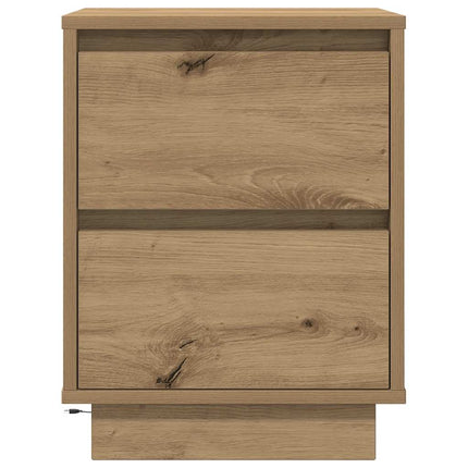 Sängbord med LED-lampor 2 st, hantverksmässig ek 38x34x50 cm