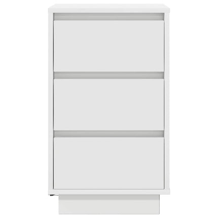 Sängbord med LED-lampor vit 38x34x65 cm