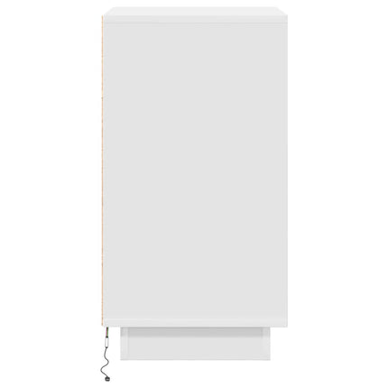 Sängbord med LED-lampor vit 38x34x65 cm