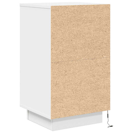 Sängbord med LED-lampor vit 38x34x65 cm