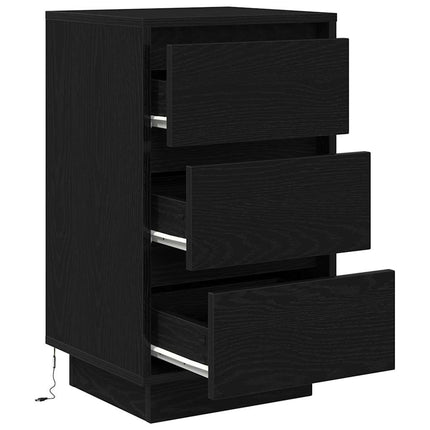 Sängbord med LED-lampor svart 38x34x65 cm