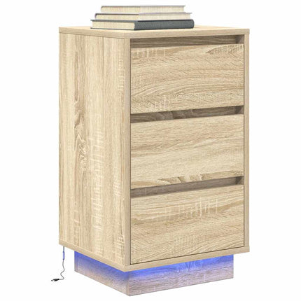 Sängbord med LED-lampor Sonoma ek 38x34x65 cm