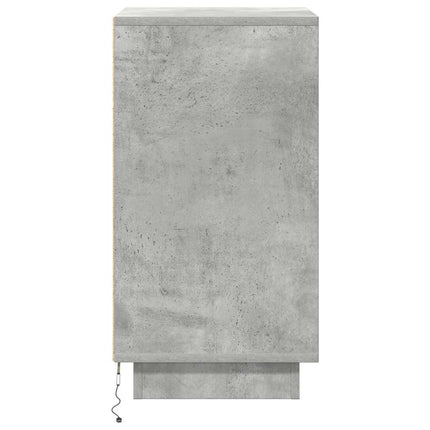 Sängbord med LED-lampor betonggrå 38x34x65 cm