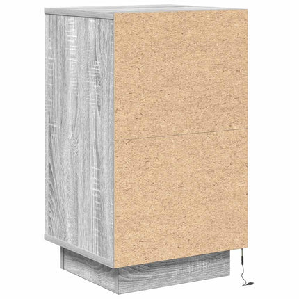 Sängbord med LED-lampor grå sonoma 38x34x65 cm