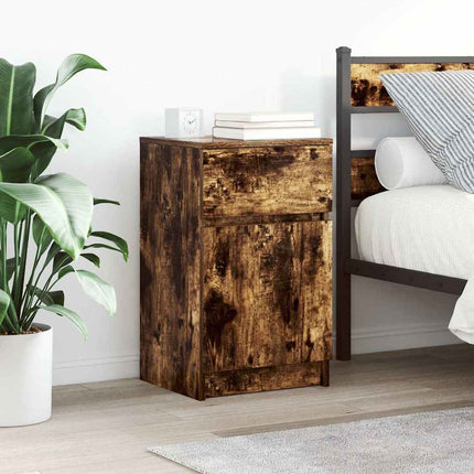 Sängbord rökt ek 39x35x65 cm konstruerat trä