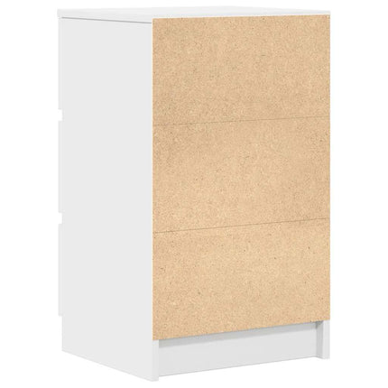Sängbord med 3 lådor vit 39x35x65 cm