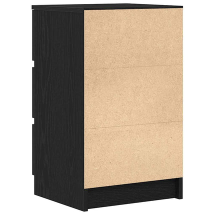 Sängbord med 3 lådor 2 st svart 39x35x65 cm