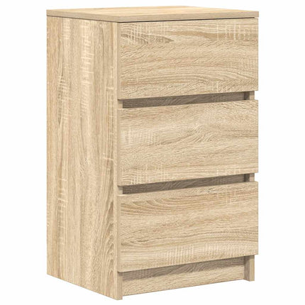 Sängbord med 3 lådor sonoma ek 39x35x65 cm