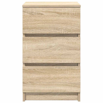 Sängbord med 3 lådor sonoma ek 39x35x65 cm