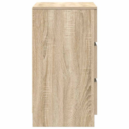 Sängbord med 3 lådor sonoma ek 39x35x65 cm