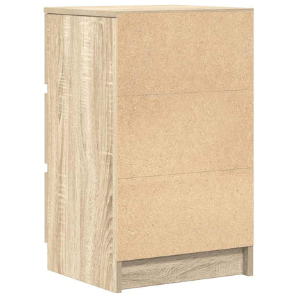 Sängbord med 3 lådor sonoma ek 39x35x65 cm