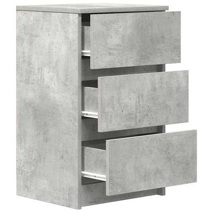 Sängbord med 3 lådor betonggrå 39x35x65 cm