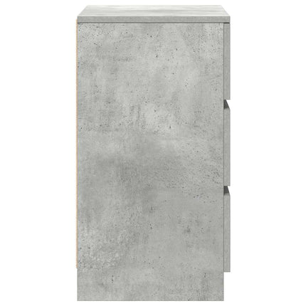 Sängbord med 3 lådor betonggrå 39x35x65 cm
