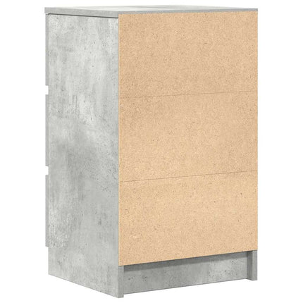 Sängbord med 3 lådor betonggrå 39x35x65 cm