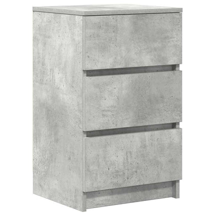 Sängbord med 3 lådor 2 st betonggrå 39x35x65 cm