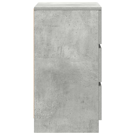 Sängbord med 3 lådor 2 st betonggrå 39x35x65 cm