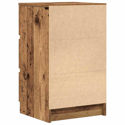 Sängbord med 3 lådor 2 st gammalt trä 39x35x65 cm