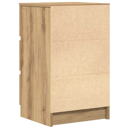 Sängbord med 3 lådor 2 st hantverksmässig ek 39x35x65 cm