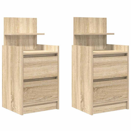 Sängbord med 2 lådor 2 st Sonoma ek 38x34x80 cm